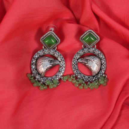 Garuda-Mukh Oxidized Drop Earrings