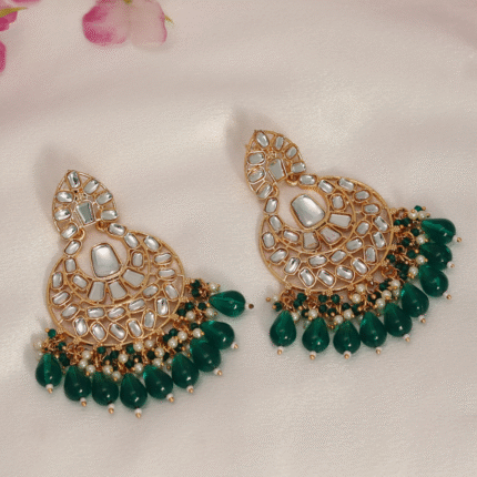 Oxidized Ganesha Circular Drop Earrings with Beaded Tassels