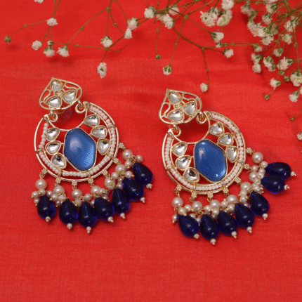 Minimalist Floral Stud Jhumka Earrings in Antique Oxidized Finish
